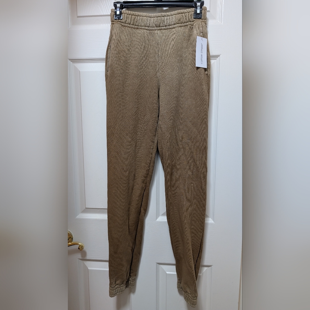 NWT cotton Citizen Brooklyn sweat pant size Small S Brown Tan Joggers